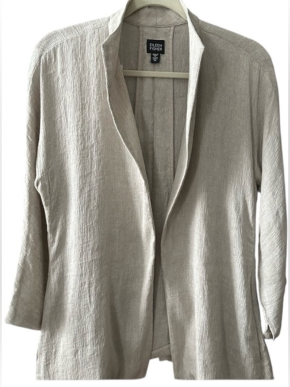 EUC Eileen Fisher Neutral Beige Textured Unlined Linen Blazer, XL